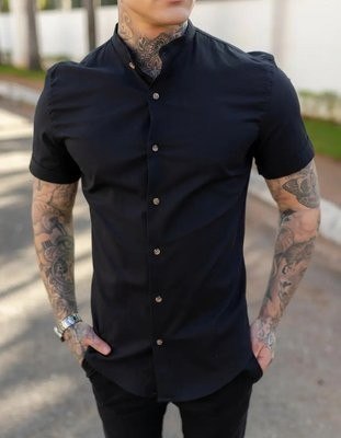 Camisa De Linho Masculina Manga Curta Para Verão Moda Praia