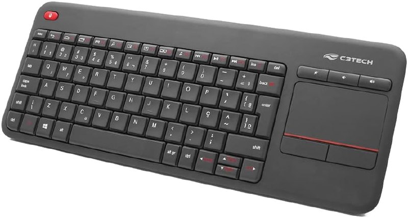 C3Tech Teclado sem fio K-WT200BK Preto Touchpad Layout ABNT2