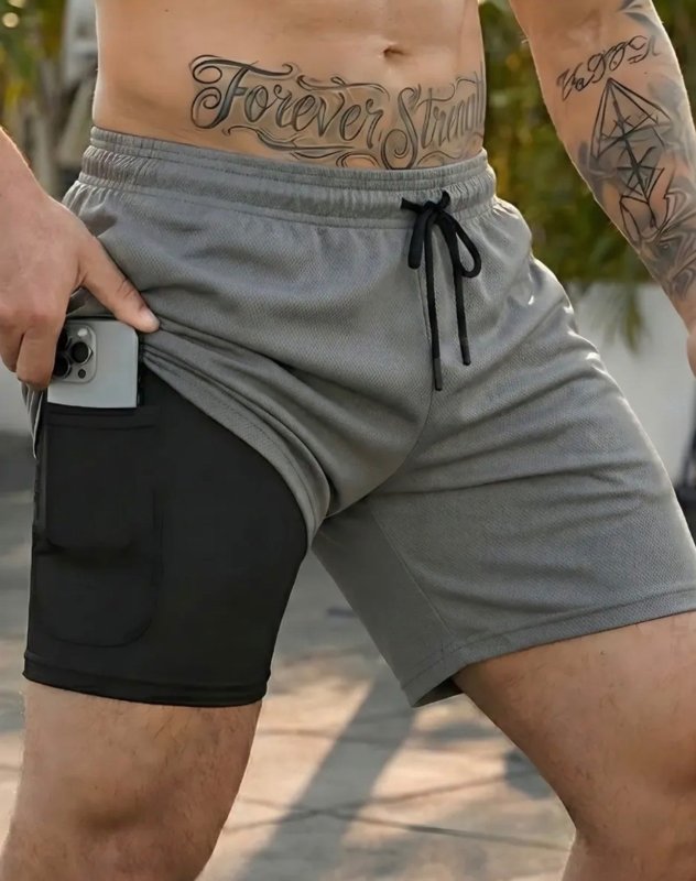 Kit 3 Shorts 2 Em 1 Duplo Bolso Para Academia Treino Corrida