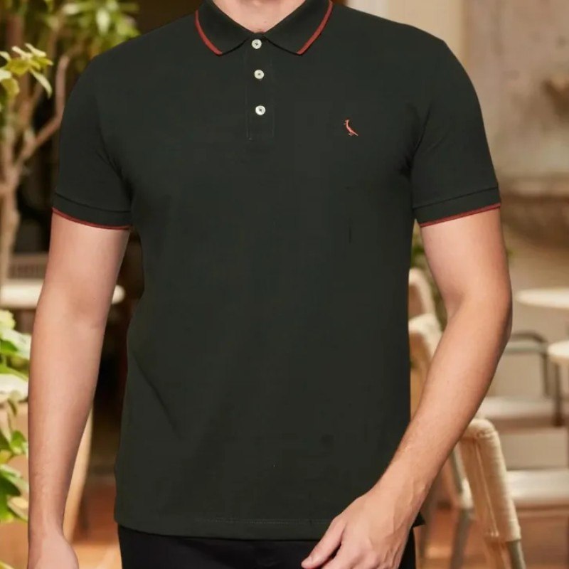 Polo Enxuto Friso Único Reserva Verde Floresta Liso M