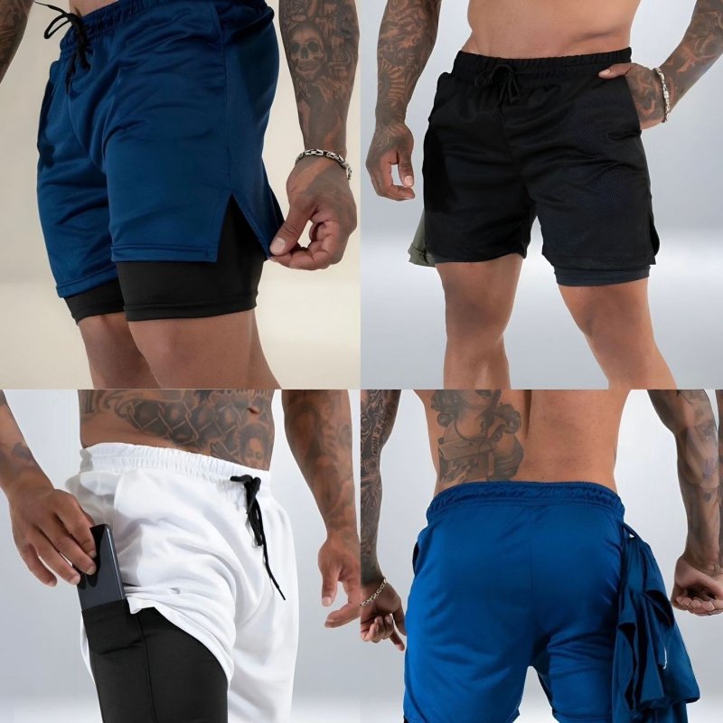Kit 4 Shorts 2 Em 1 Duplo Dryfit Masculino Compressão Térmic
