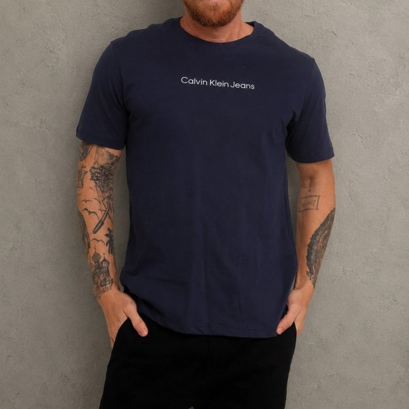 Camiseta Masculina Calvin Klein Jeans Estampada Logo Central