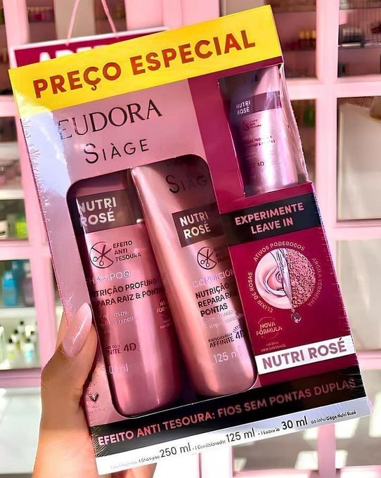 Kit Eudora Siage Nutri Rose Shampoo 250ml + Condicionador 125ml + Leave in 30ml