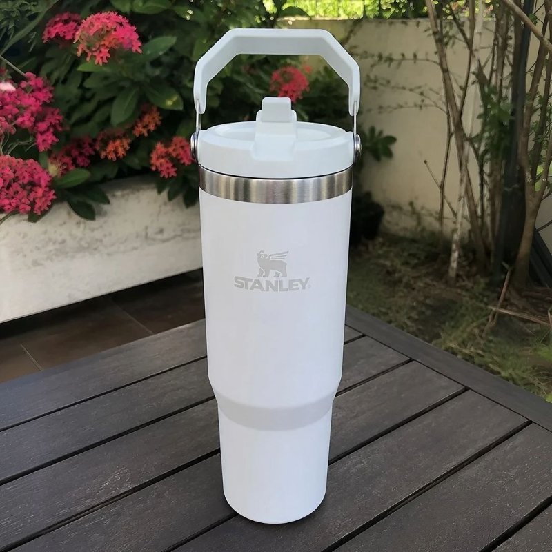 Stanley - Garrafa Térmica IceFlow Flip Straw Isolada em Aço Inoxidável e Reutilizável, Resistente a Vazamentos, 887 ml, Frost