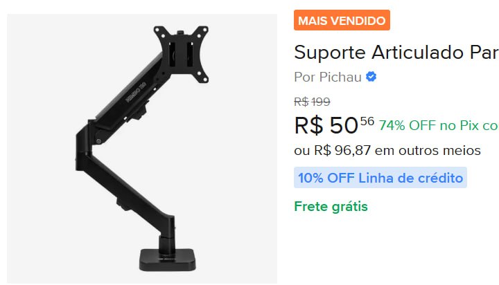 Suporte Articulado Para Monitor e TV Zinnia Nimbo 110, 13 Pol. a 32 Pol