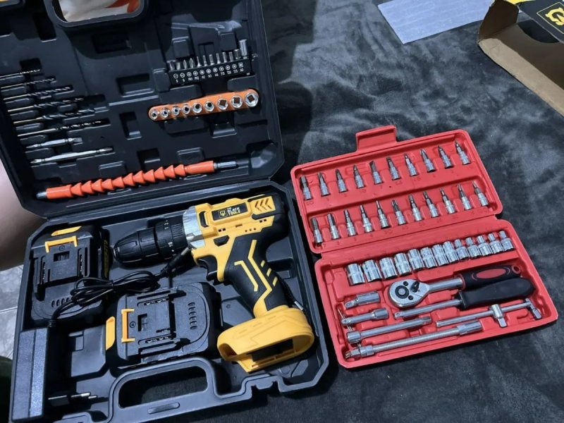 Furadeira Parafusadeira De Impacto 2 Baterias 21v + 46 Peças
