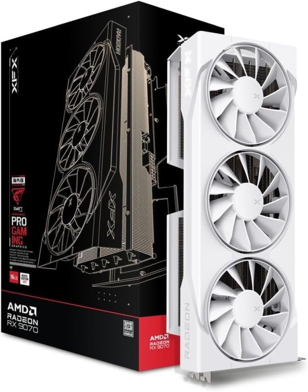 XFX Swift AMD Radeon RX 9070 OC Branco Triple Fan Gaming Edition com 16GB GDDR6