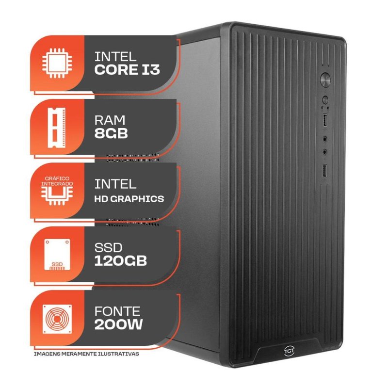 PC Home Essential S, Intel Core i3, 8GB DE RAM, SSD 120GB