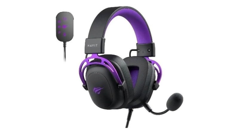 Headset Gamer Havit H2002c+u Usb P2 Drivers 53mm Cor Preto E Cor preto e roxo