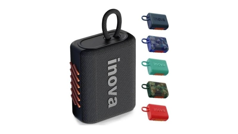 Inova Caixa De Som Mini Bluetooth Tws Grave Potent Com Radio Azul