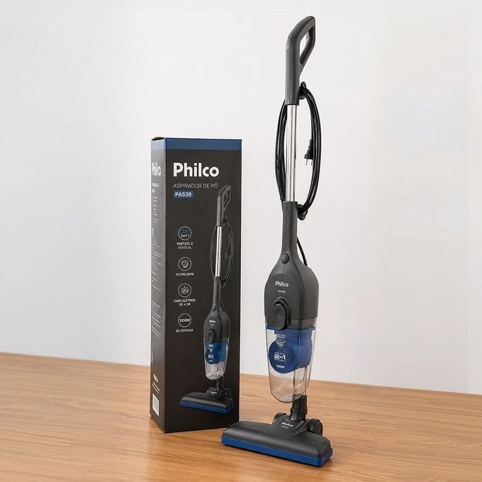 Aspirador De Po Philco Pas38 1550w - Cinza Com Azul + Frete Grátis