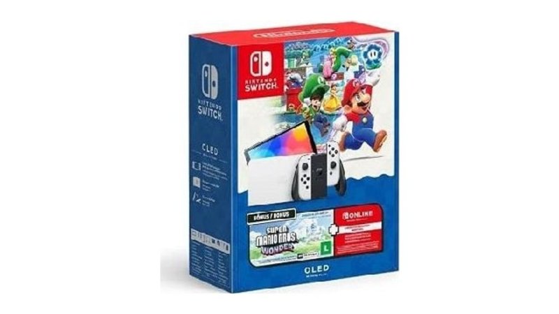 Bundle Nintendo Switch OLED + Super Mario Bros. Wonder + 3 Meses de Assinatura Nintendo Switch Online