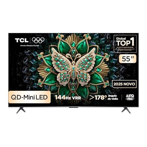 Smart TV TCL 55 Polegadas QLED Mini LED 4K C6K WiFi Bluetooth Google TV 4 HDMI 144Hz HDR10+ 55C6K