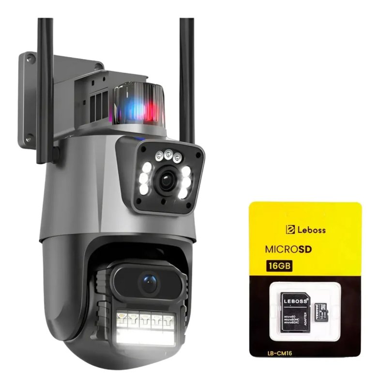 Câmera Segurança Ip Wifi 4k Lente Dupla 6mp App Icsee Alarme Preto