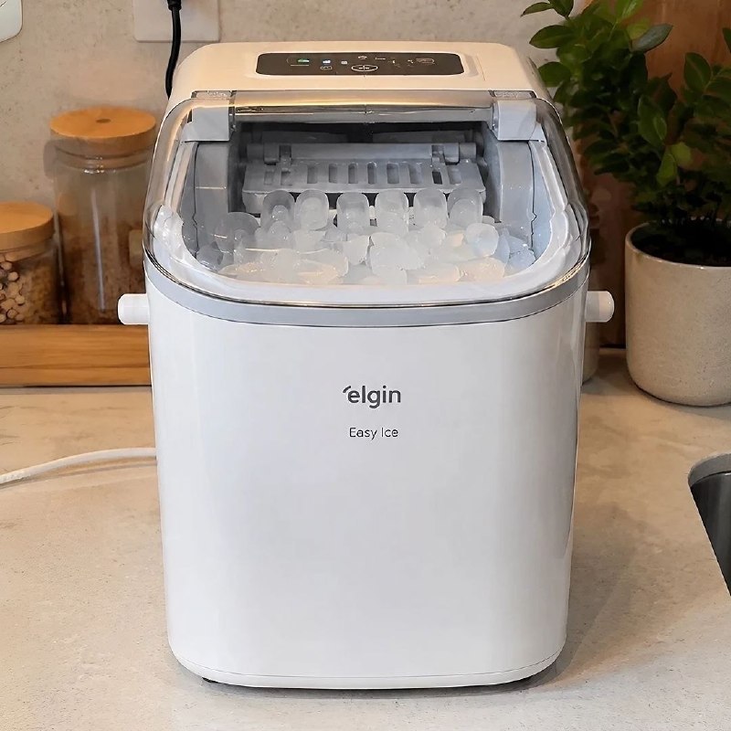 Máquina De Gelo Easy Ice 12kg Com Painel De Led Branca Elgin Branco