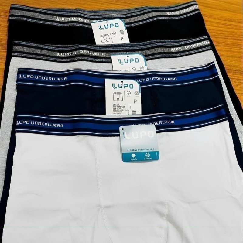 Kit 4 Cuecas Boxer Lupo Algodão Confortável Box Original