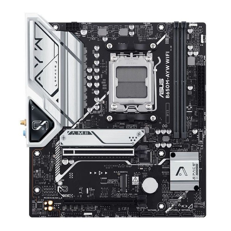 Placa Mãe Asus B650M-AYW WiFi, DDR5, Socket AMD AM5, M-ATX, Chipset AMD B650 - B650M-AYW-WIFI