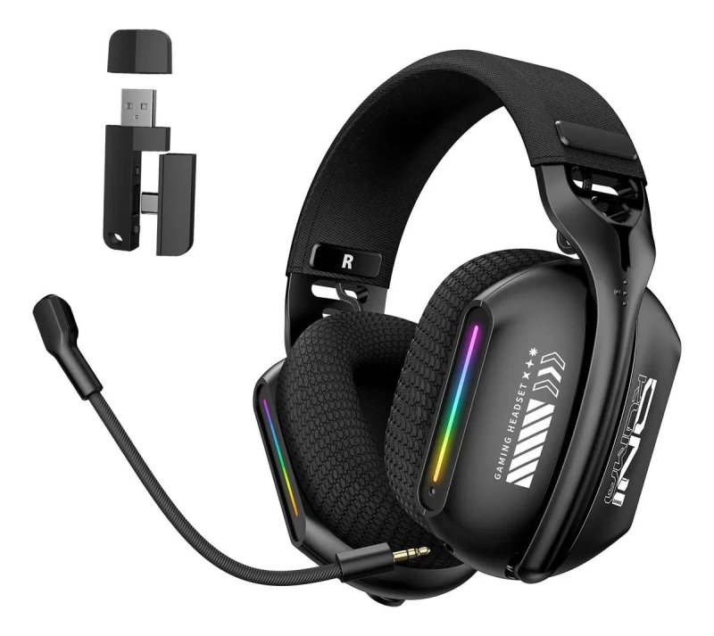 Headset Gamer Onikuma GT808 Sem Fio 2.4GHz/Bluetooth 5.3, Driver 40mm, Microfone Removível, RGB, P2 3,5mm