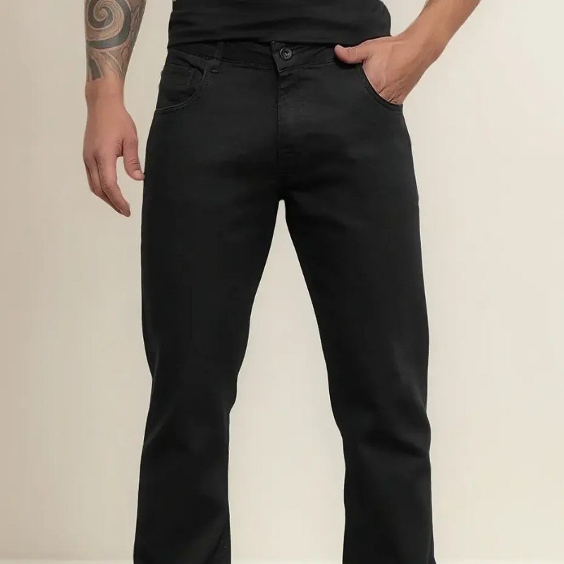 Calça Jeans Masculina Corte Reto Tradicional Lycra Básica