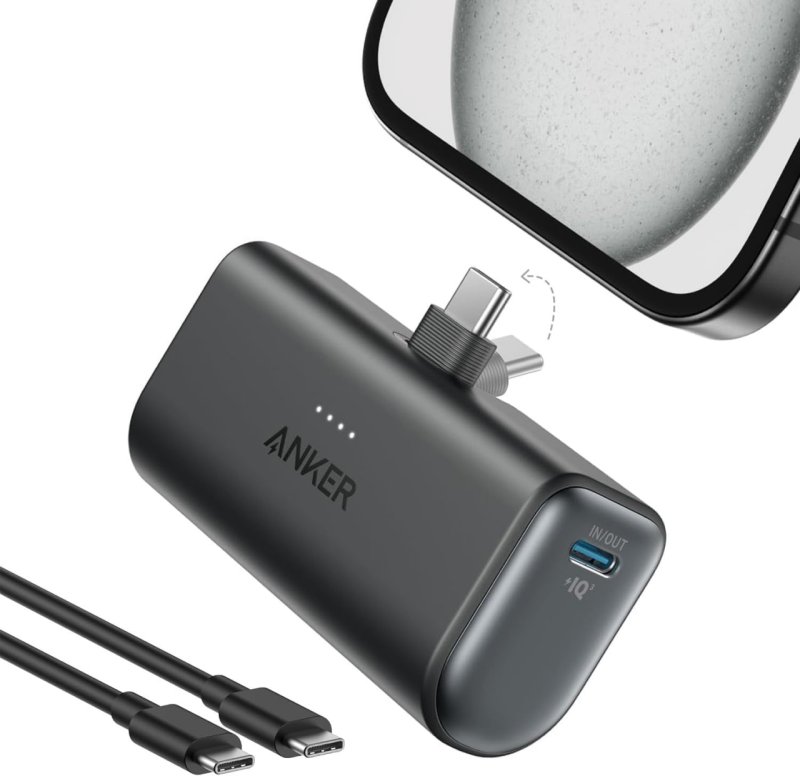 Anker Carregador Portátil, Nano Power Bank 5000mAh com Cabo USB-C Integrado