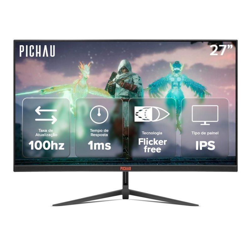 Monitor Gamer Pichau Athen V3S, 27 Pol, IPS, FHD, 1ms, 100Hz, HDMI/VGA, PG-ATH27V3S-BL02