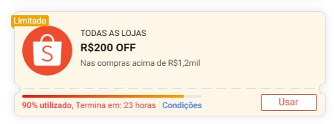 R$ 200 OFF em R$ 1200