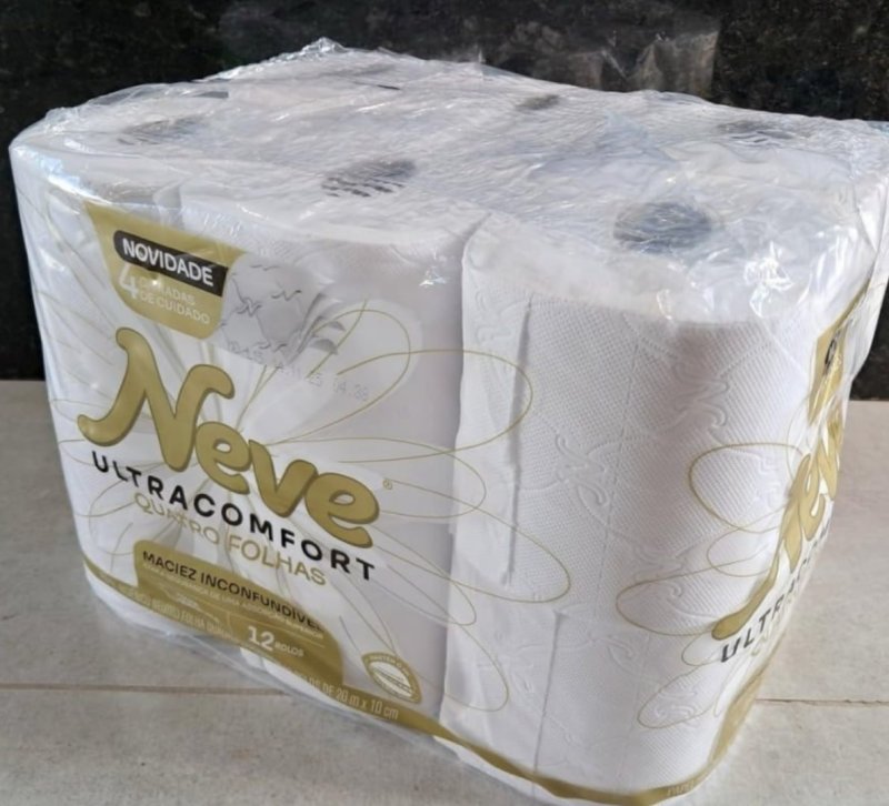 Neve Papel Higiênico Ultracomfort, Folha Quádrupla, 20m, 12 rolos