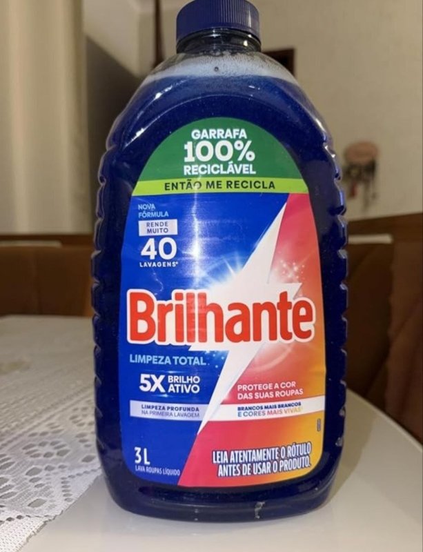 Brilhante Limpeza Total - Lava Roupas Líquido 3L + Frete Grátis