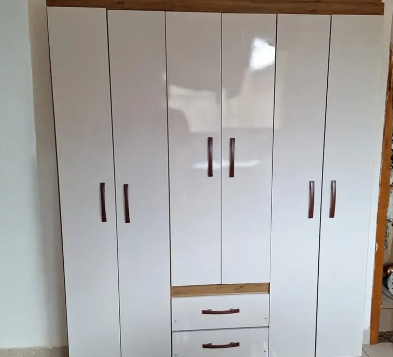 Guarda Roupa Solteiro 6 Portas 2 Gavetas Sidney Doripel Cor Off White/nogueira