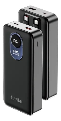 Power Bank Basike com Cabo Embutido de 22.5W e 20.000mAh para iPhone e Android