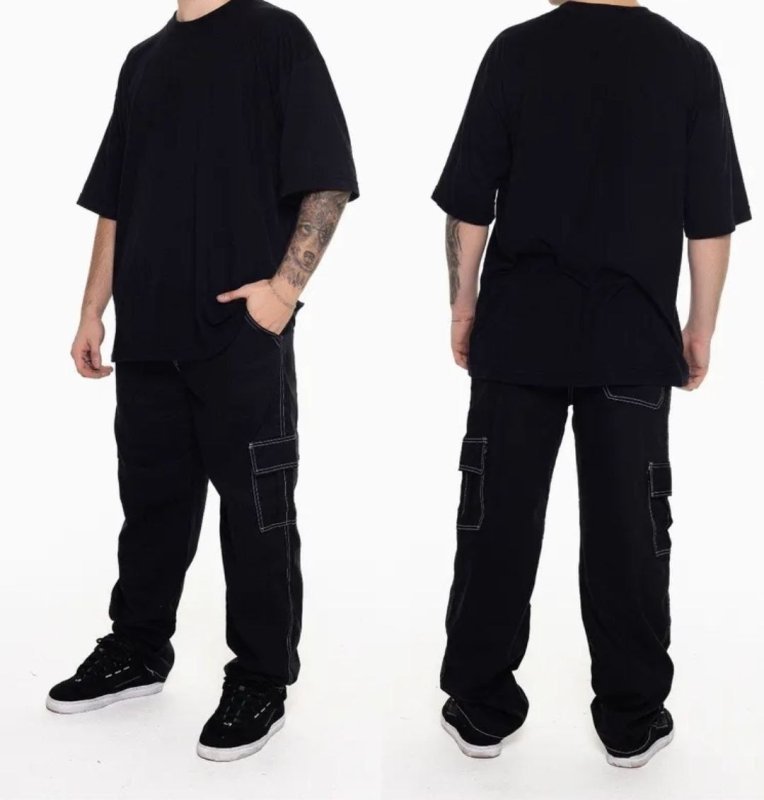 Calça Cargo Masculina Básica Sarja 100% Algodão