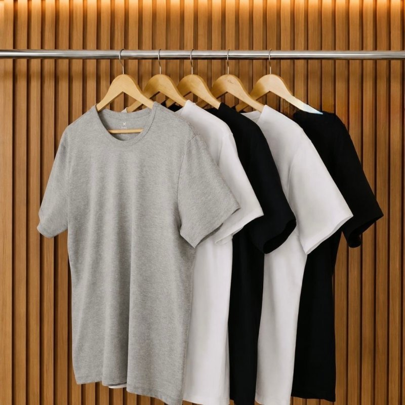 Kit Com 5 Camisetas Masculinas Básicas Hering