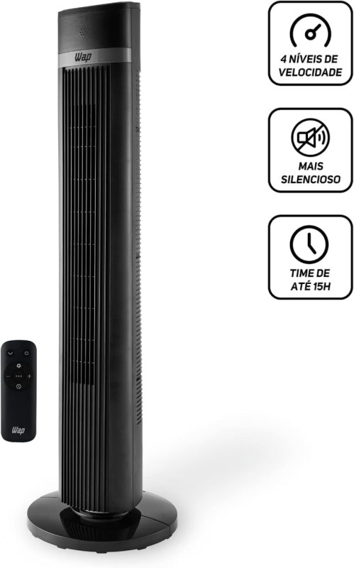 WAP Ventilador de Torre AIR SILENCE - 4 Níveis - Timer 15H