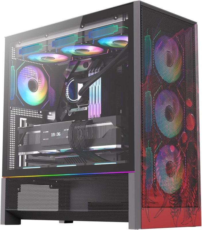 Gabinete Gamer Redragon Strafe Flow RGB Infernal Dragon Preto e Vermelho