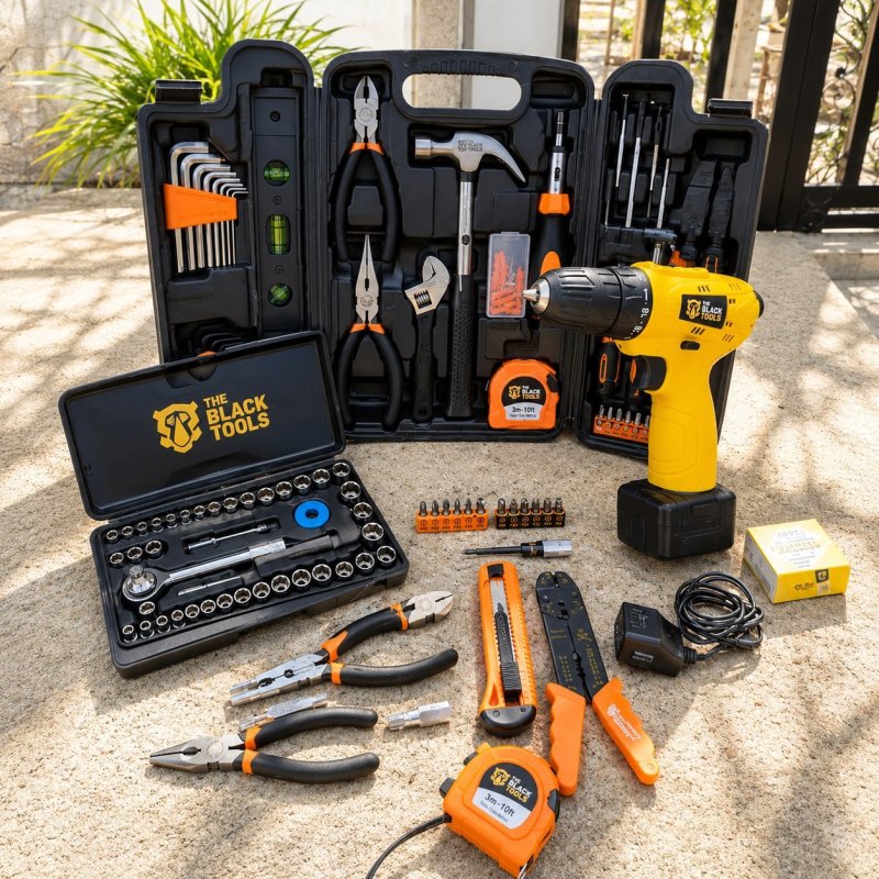 Kit Jogo de Ferramentas 169 Peças com Soquetes + Parafusadeira 12V
