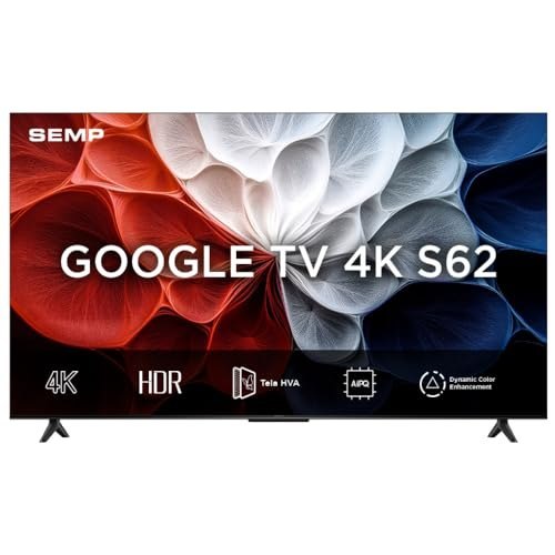 Smart TV Semp 65 Polegadas LED HVA 4K S62 WiFi Bluetooth Google TV 3 HDMI HDR10+ Dolby Audio