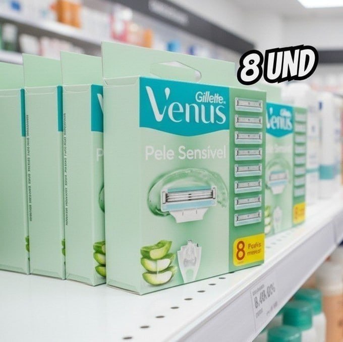 Carga Gillette Vênus Pele Sensível com Aloe Vera - 8 un.