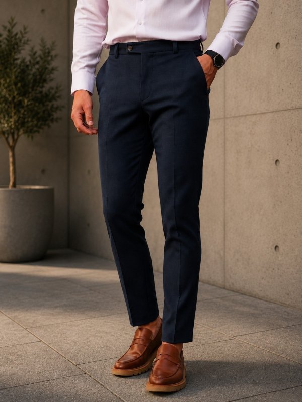 Calça Social Alfaiataria Masculina Malha Elastano Stretch