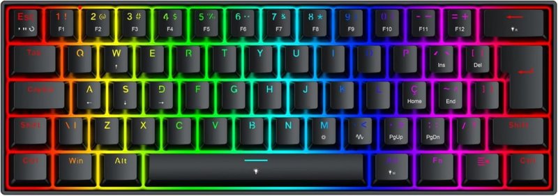 Teclado Magnético Gamer Redragon Fizz RGB Preto 60% Polling Rate 8K