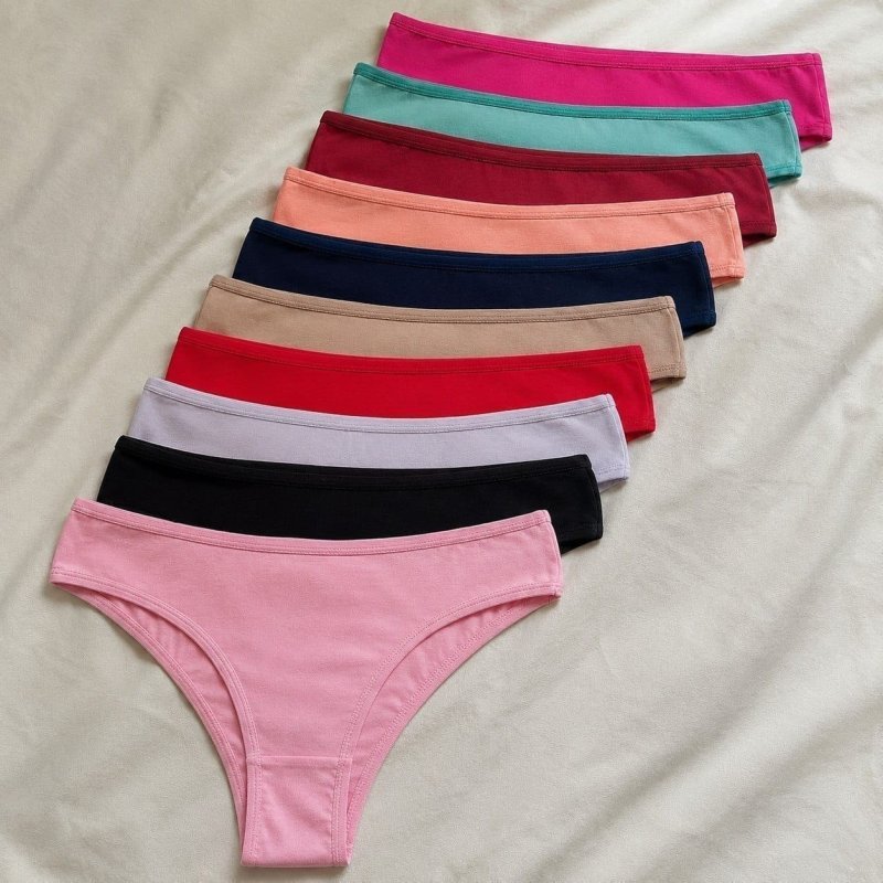 Kit 10 Calcinhas Algodão Tanga Lisa Conforto Básica Feminina