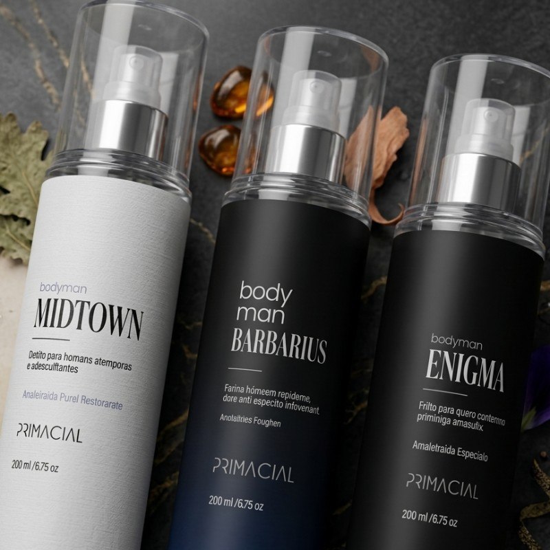 Kit Body Splash Masculino Barbarius + Enigma + Midtown 200ml