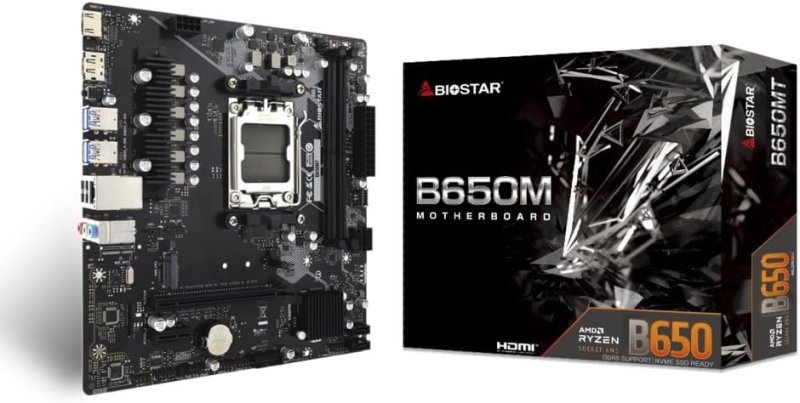 Placa mãe AM5 Biostar B650MT (M-ATX/DDR5/M.2/USB-C)