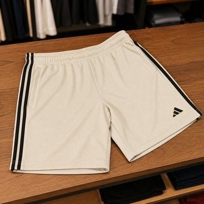 Shorts Masculino 3 Listras adidas Bege Lisa P