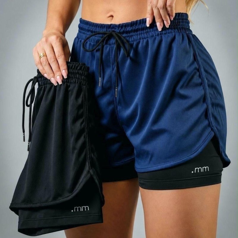 Kit 2 Short Duplo Compressão Fitness Bermuda Treino