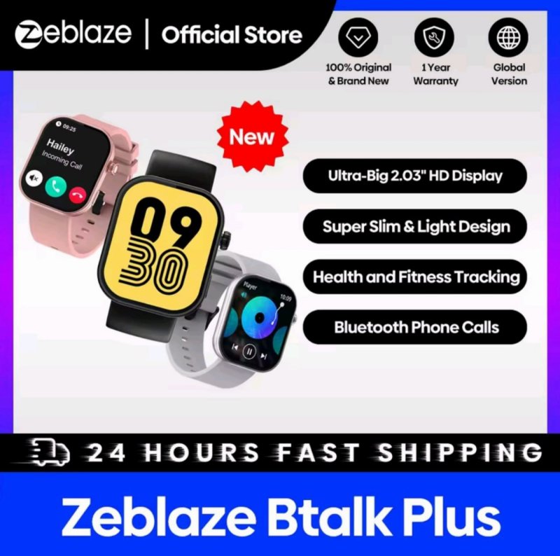 Novo zeblaze btalk plus chamada de voz smartwatch 2.03 ''hd display colorido saúde e fitness rastreamento relógio inteligente para homens