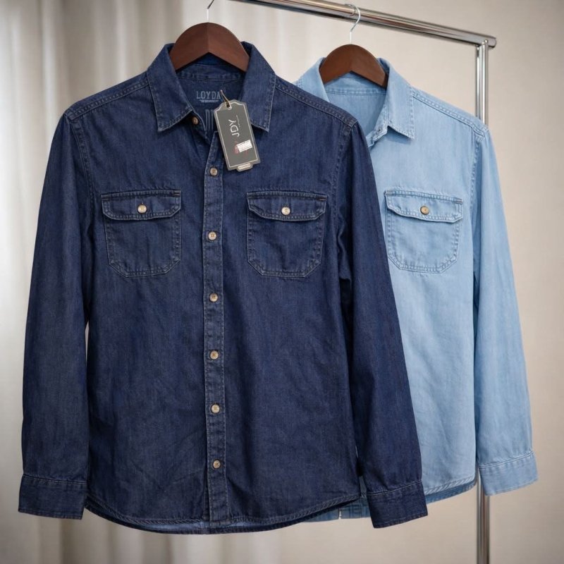 Camisa Jeans Slim Manga Longa Masculina