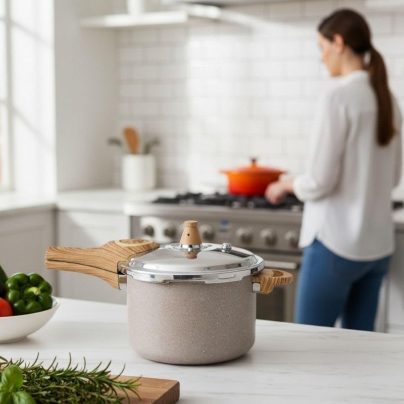 Brinox Panela de Pressão 4,2L Ceramic Life Antiaderente Fundo Indução Areia