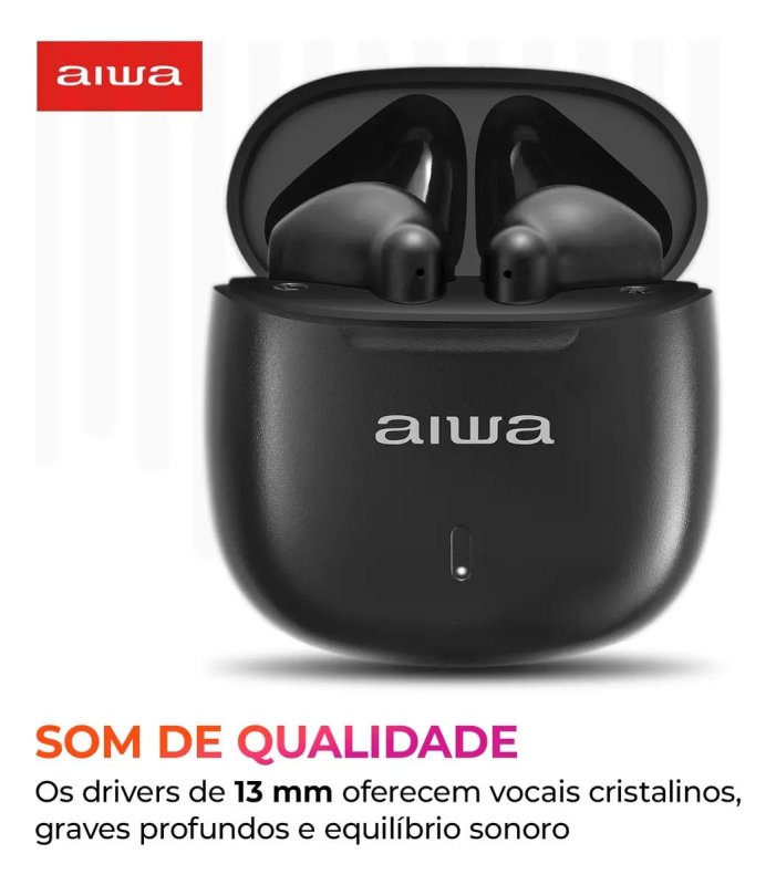 AIWA AWS-EB-05-B Earbuds Bluetooth IPX4 - 24H Bateria