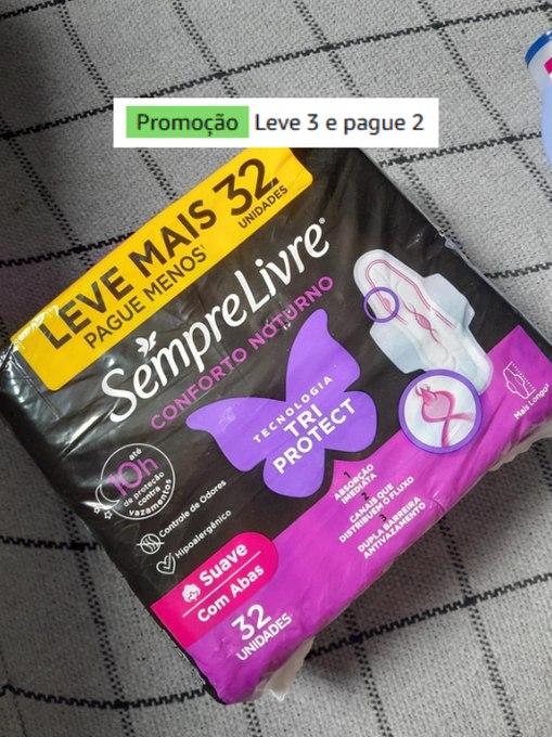 32 un. Absorvente Sempre Livre Externo Noturno Plus Suave