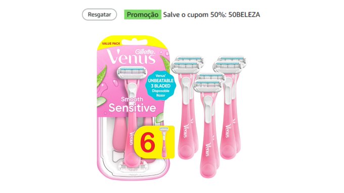 Gillette Venus sensíveis para mulheres com pele sensível 6 un. + Frete Grátis